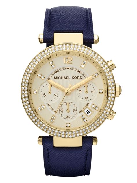 michael kors damenuhr blaues zifferblatt lederarmband|Michael Kors Damenuhren online .